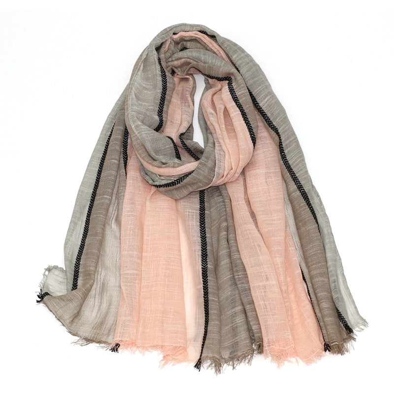 New Spring And Autumn Color Matching Polyester Printed Scarf Women's Travel Sunscreen Beach Towel Sunshade Multi-function Large Shawl