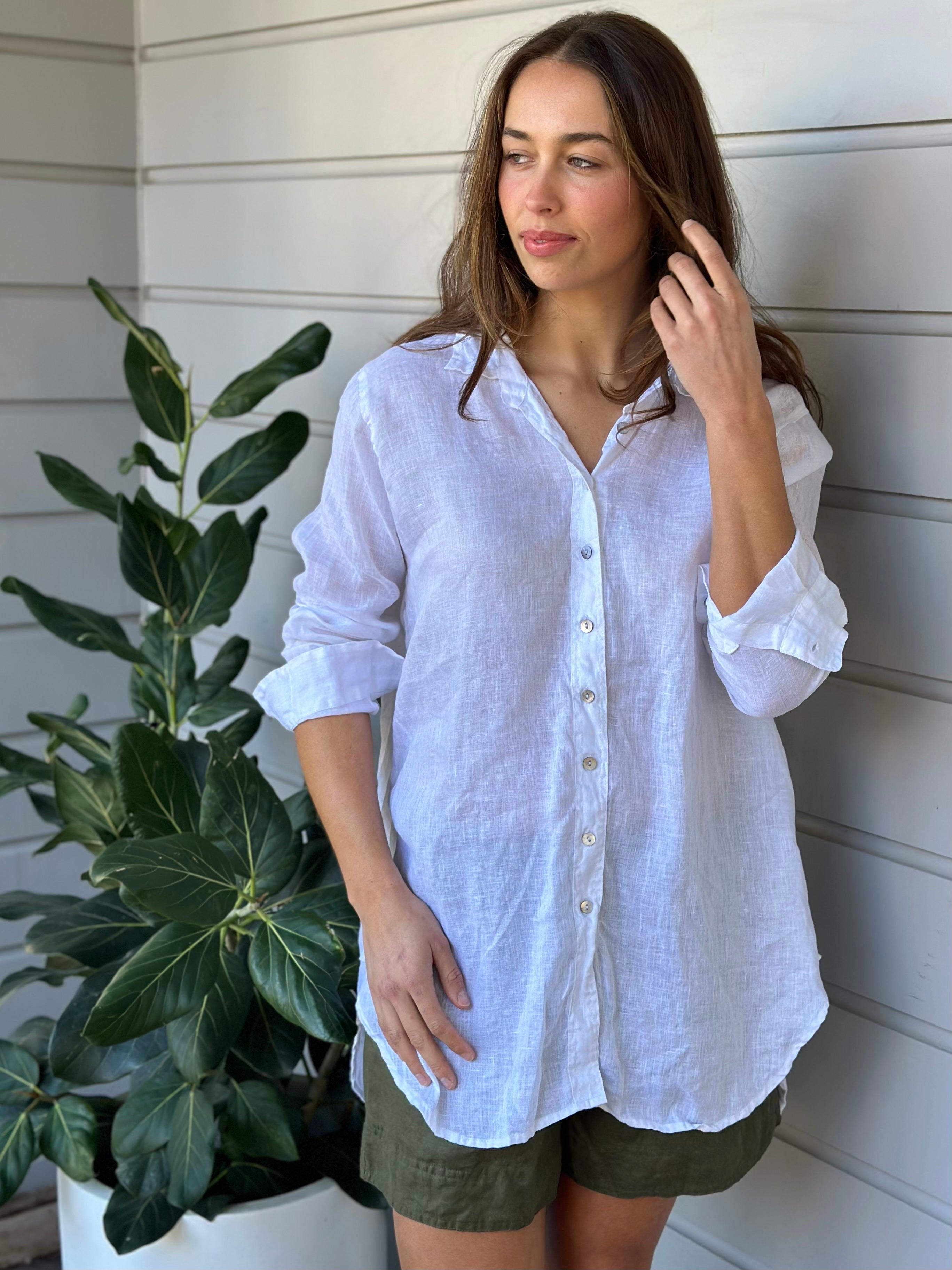 skyla shirt - white linen