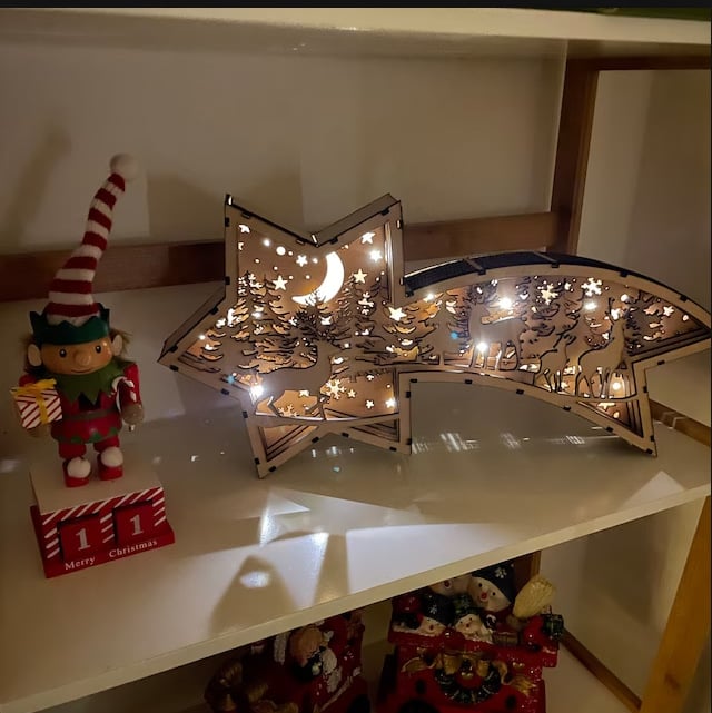 LED Wooden Christmas Ornaments Nativity Scene Star Shaped Desk Lamp??