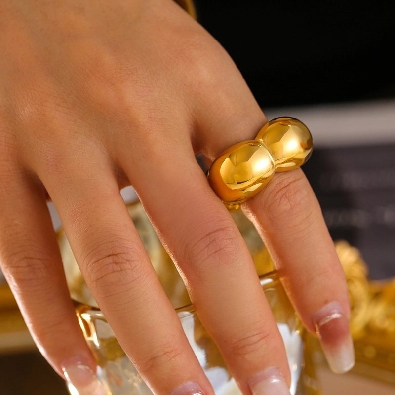 Elegant Exaggerated Minimalist Geometric 304 Stainless Steel 18K Gold Plated Plating Rings