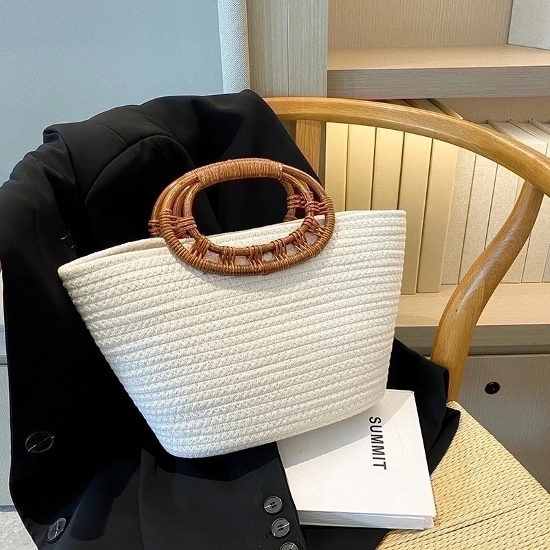 Women's Large All Seasons Straw Beach Streetwear Handbag Beach Bag