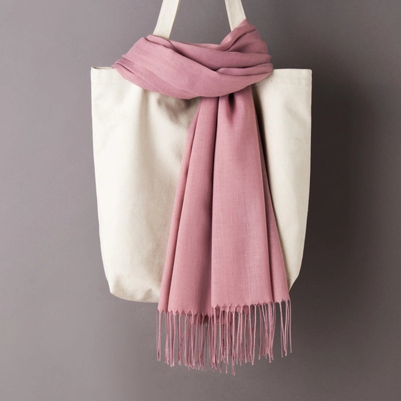 Thin Cashmere Scarf Solid Color Tassel Shawl LOGO Gift Scarf Factory Direct