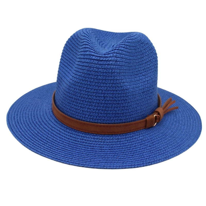 Unisex Pastoral Solid Color Wide Eaves Straw Hat