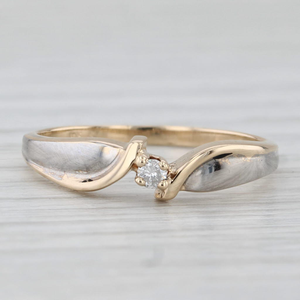 Diamond Solitaire Bypass Ring 10k Yellow Gold Size 7 Promise
