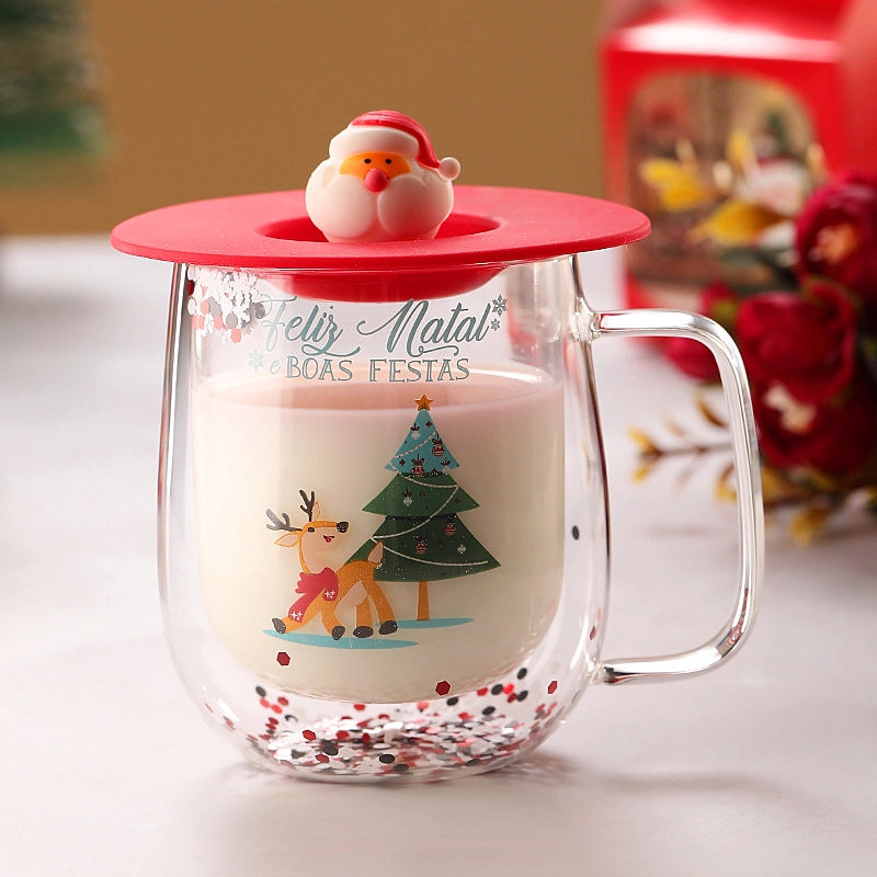 Christmas Casual Vacation Cartoon Borosilicate Glass Water Bottles 1 Piece