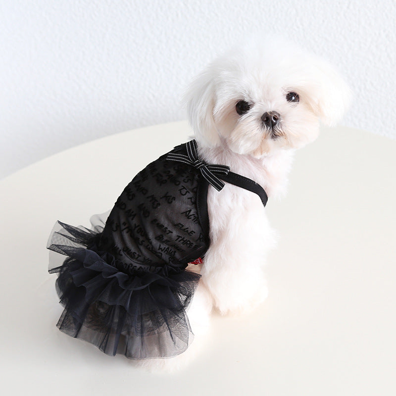 Sweet Letter Printed Lace Dog Cat Dress