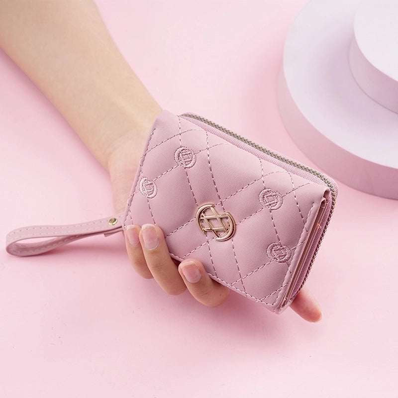 Women's Plaid Pu Leather Zipper Buckle Wallets