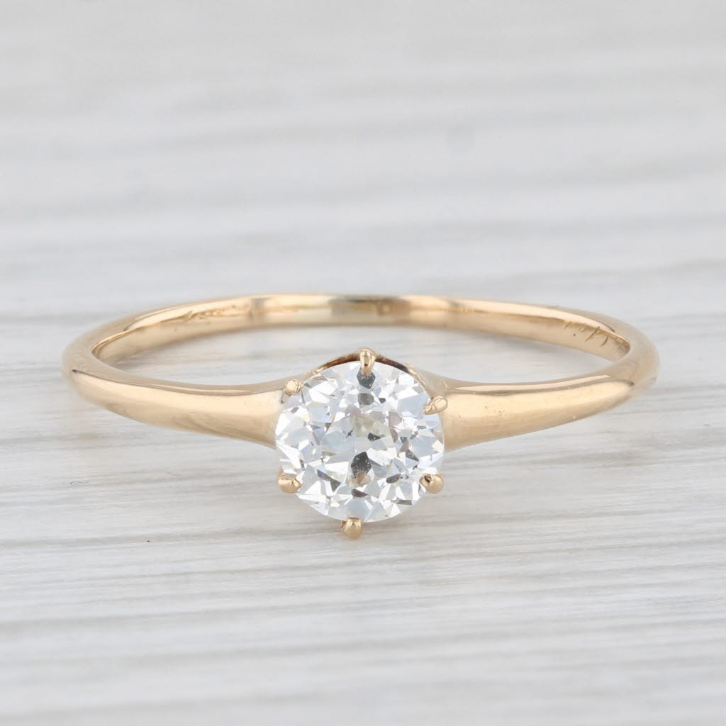 Antique William Wise & Son 0.54ct Diamond Solitaire Ring 18k Gold Old Euro Cut
