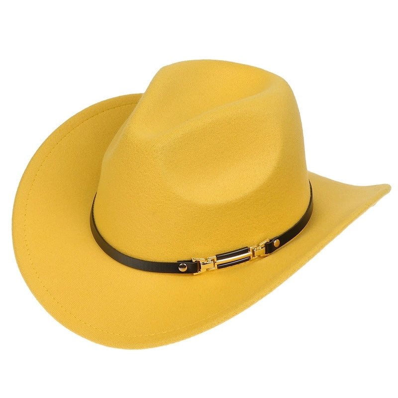 Tibetan Western Denim Top Hat Spring And Autumn New Jazz Hat Big Brim Five-pointed Star Belt Accessories Felt Hat For Men And Women