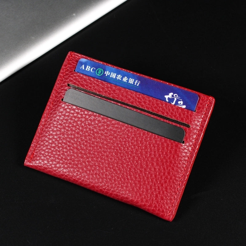 Unisex All Seasons Pu Leather Solid Color Vintage Style Square Open Card Holder