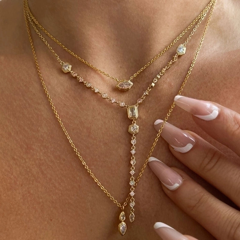 Copper Casual Minimalist Commute Oval Plating Inlay Zircon Pendant Necklace