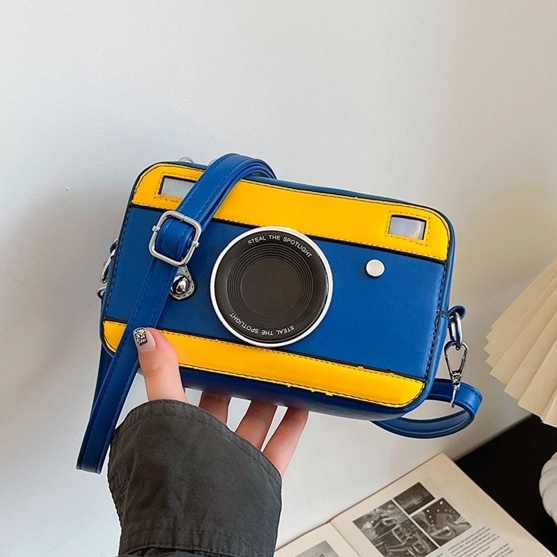 Women's Small Pu Leather Camera Streetwear Square Zipper Shoulder Bag Crossbody Bag