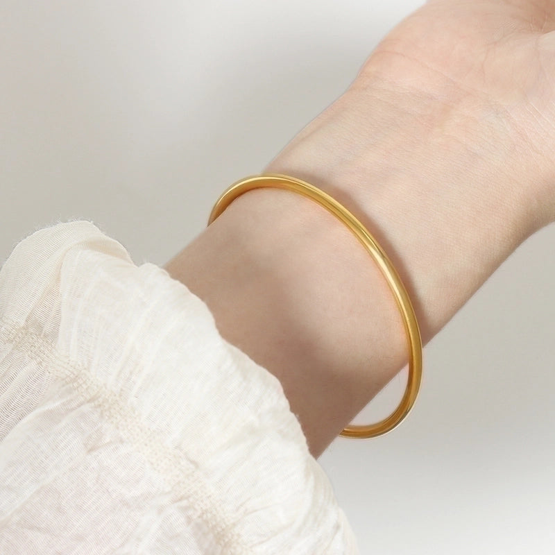 Minimalist Solid Color 304 Stainless Steel 18K Gold Plated Bangle In Bulk