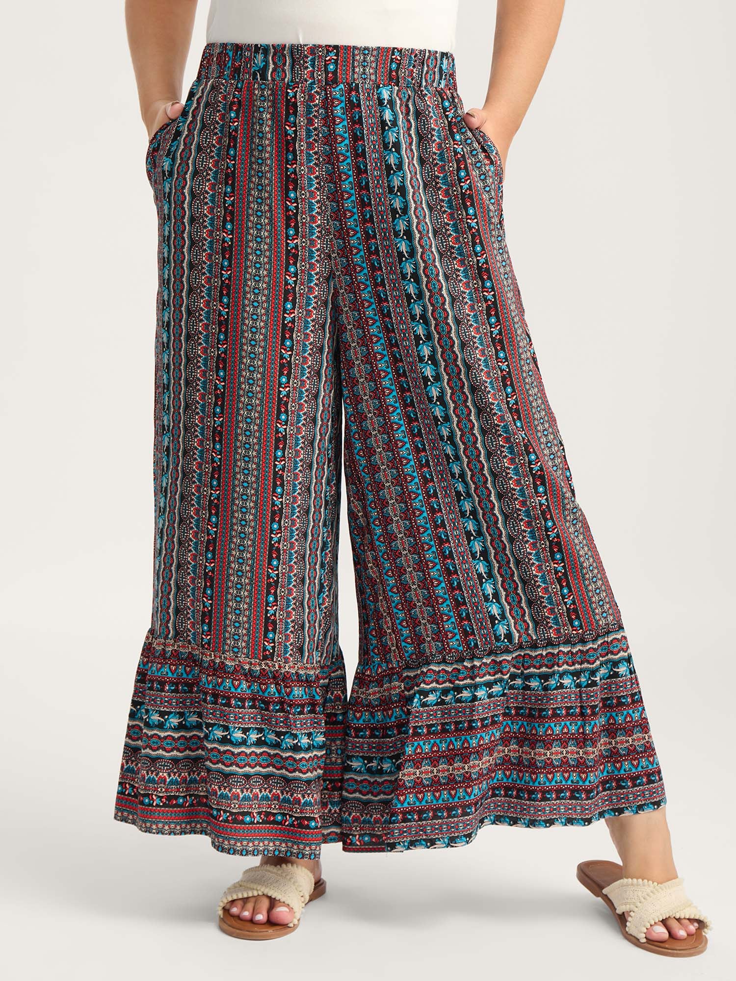 Boho Stripes Stretchy Waist Pants