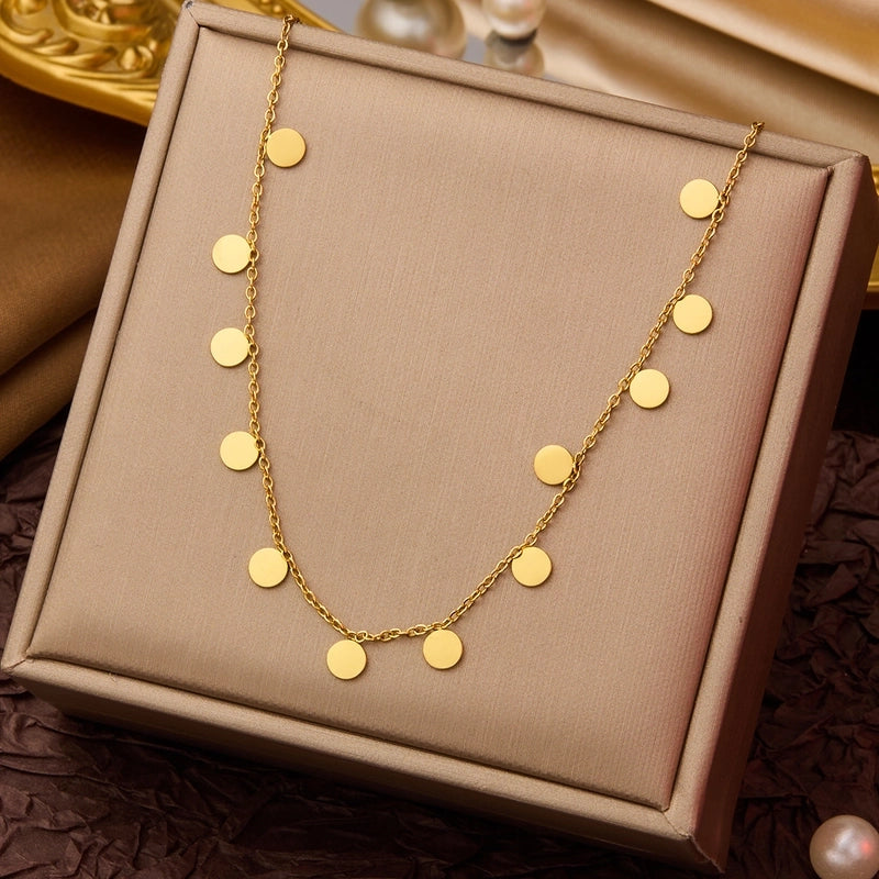 Elegant Minimalist Geometric Flower Bow Knot Titanium Steel Plating Pendant Necklace