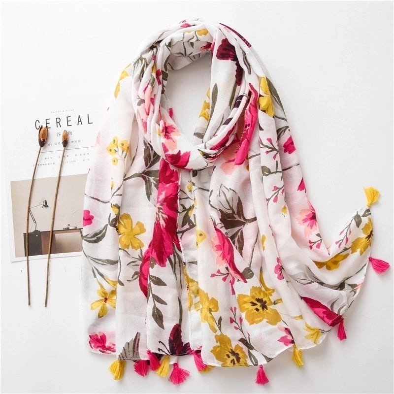 Color Flower Print National Wind Cotton Scarf Scarves Nhgd157609