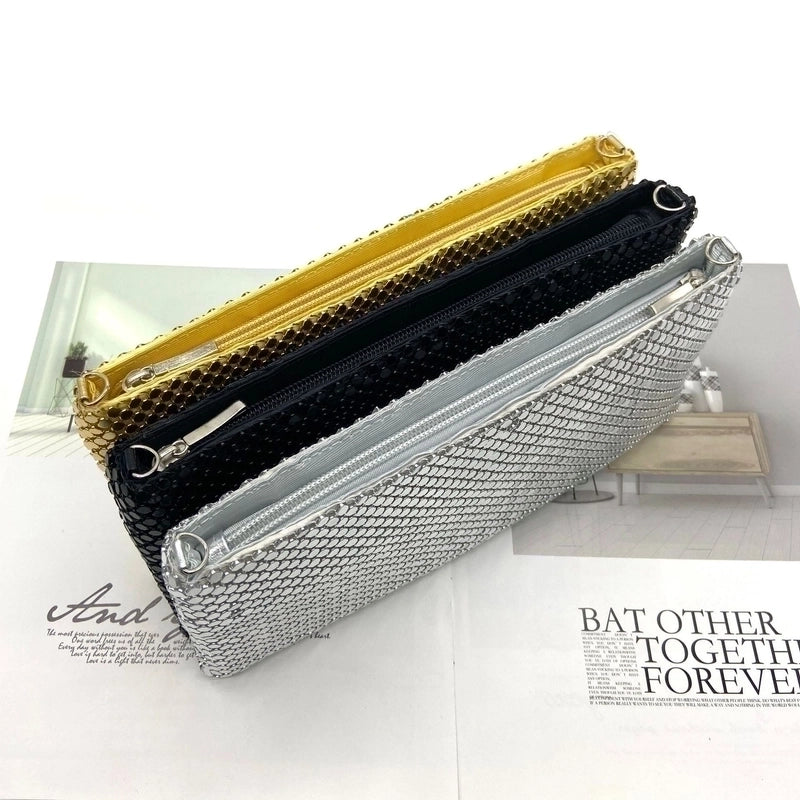 Gold Silver Metal Geometric Solid Color Square Evening Bags