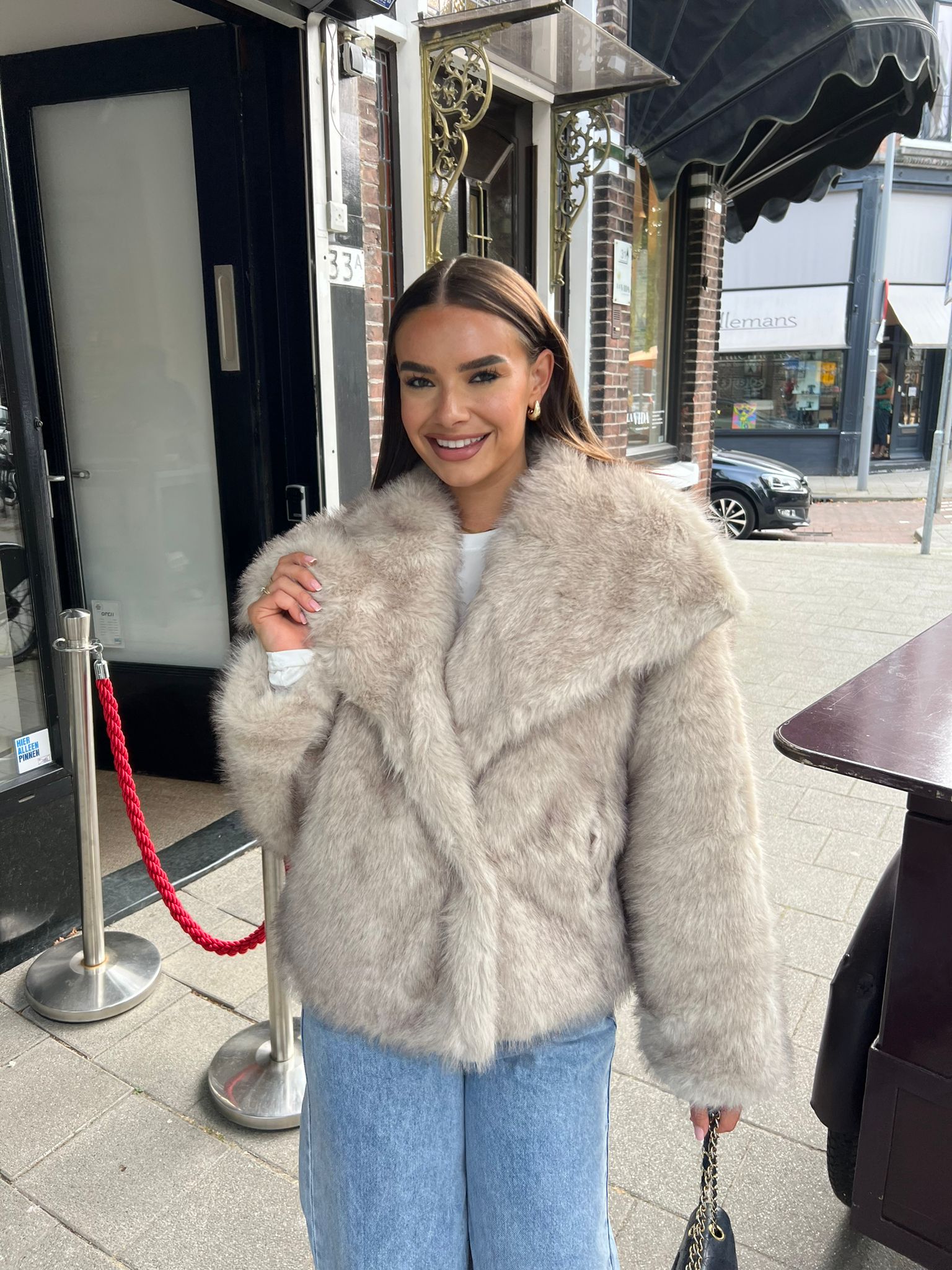 Lou Lou Faux Fur Jacket Beige