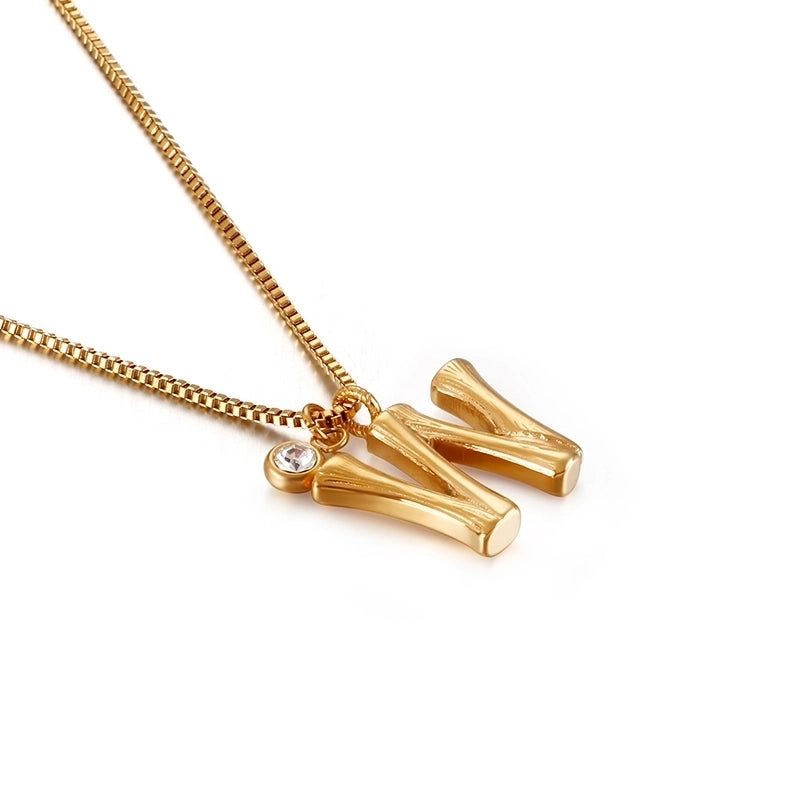 Titanium Steel 18K Gold Plated Minimalist Commute Patchwork Letter Necklace