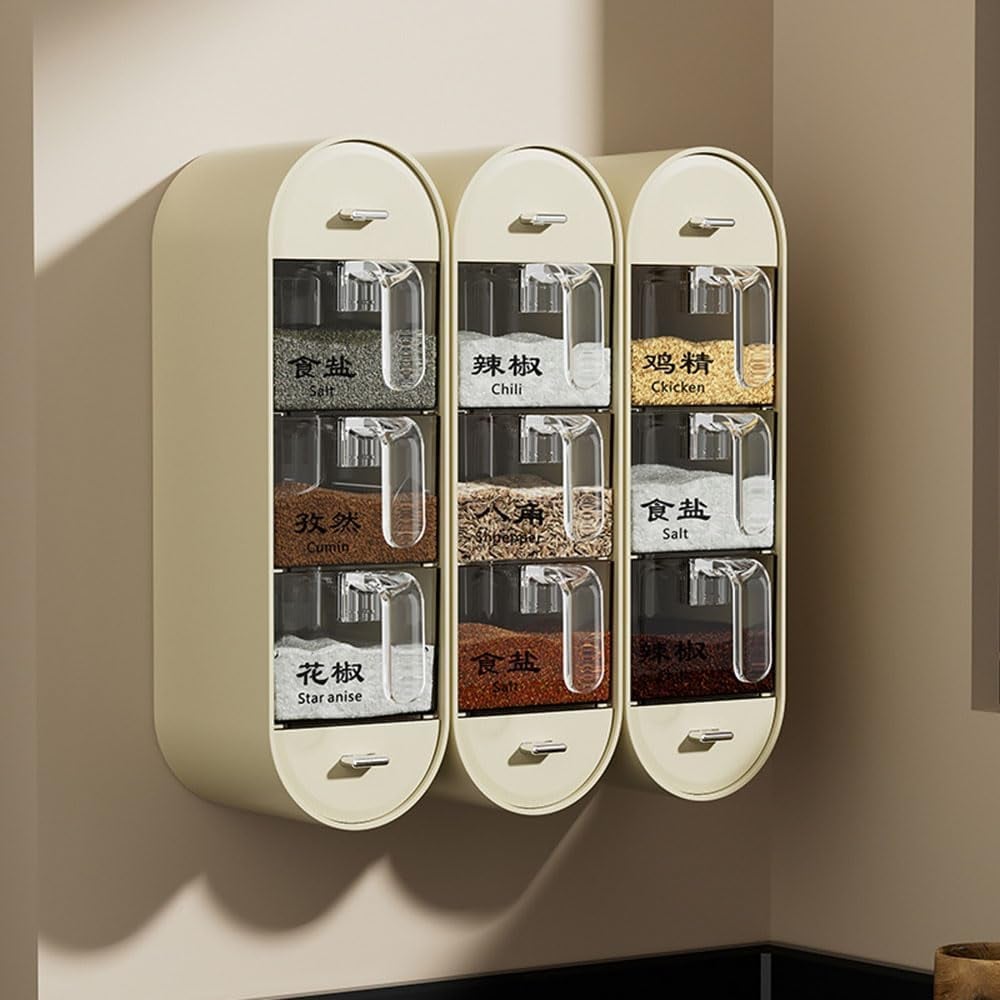Household Condiment Box No drilling Hangable Condiment Dispenser.for Home Kitchen