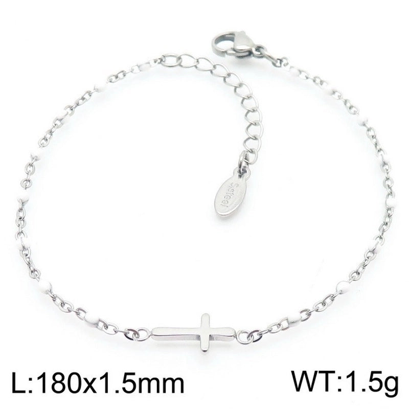 Minimalist Classic Style Cross Titanium Steel 18K Gold Plated Bracelets In Bulk