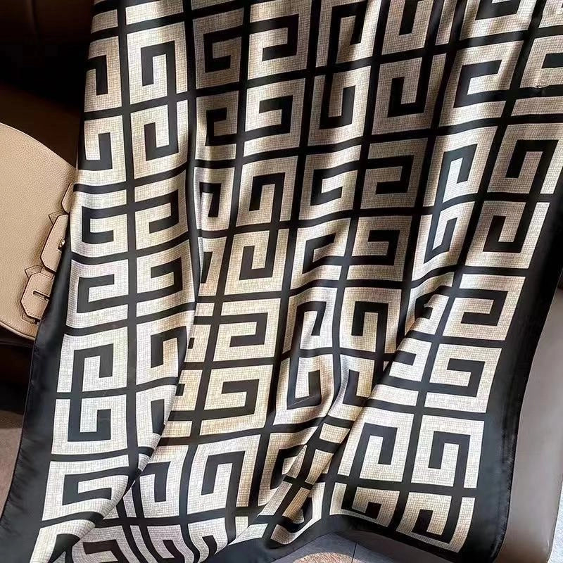 Women's Classic Style Flower Satin Printing Scarf