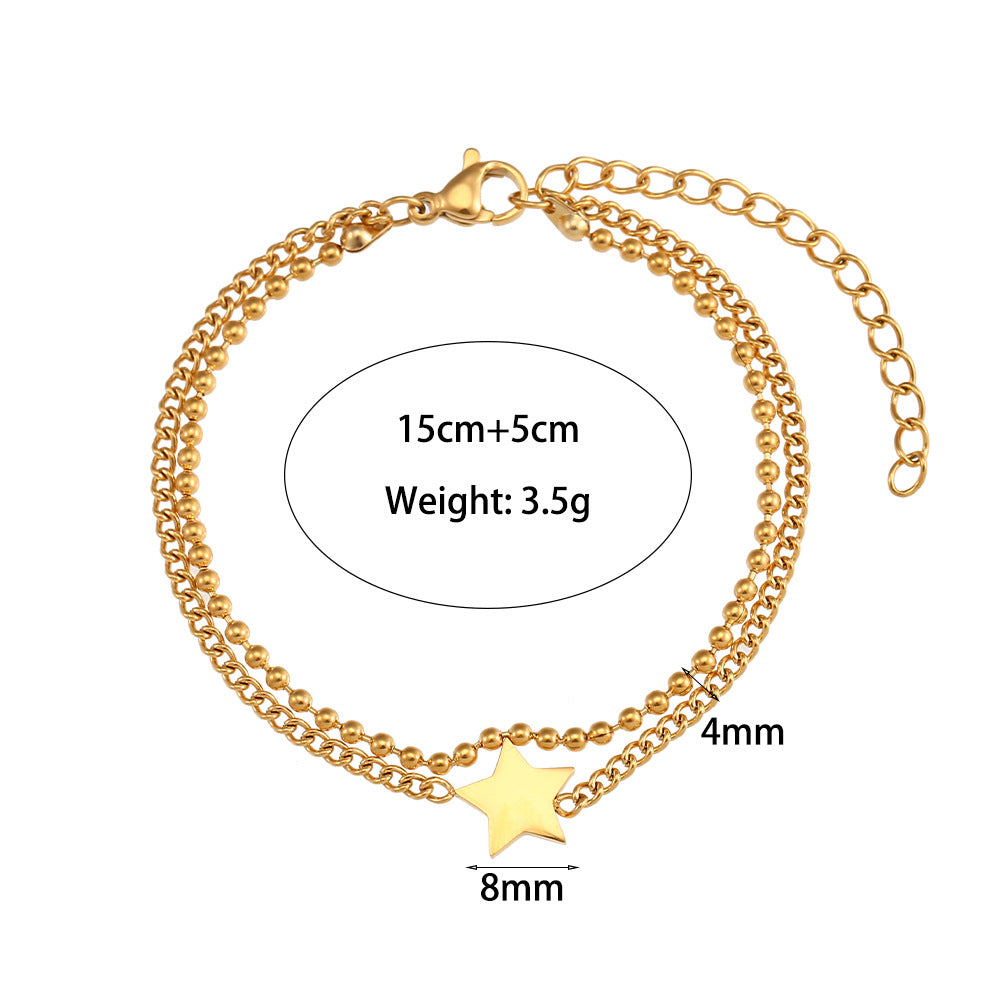 Women Fashion Stripe Geometric Stainless Steel 18K Gold Plated Bracelets