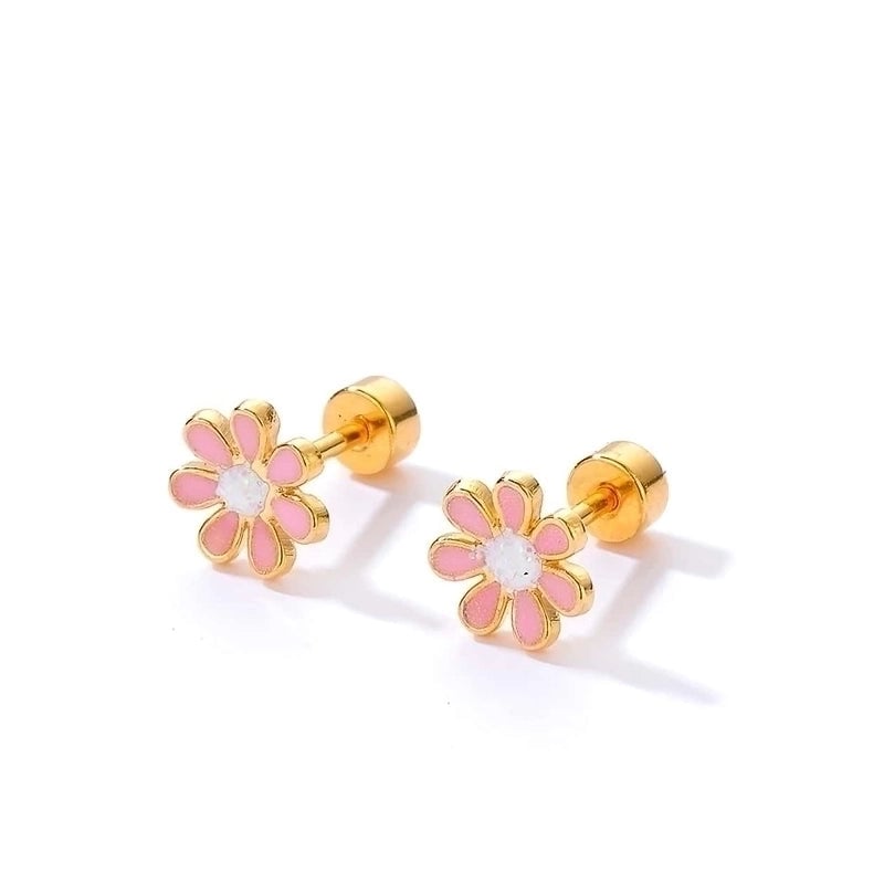Minimalist Flower Plating 201 Stainless Steel 18K Gold Plated Ear Studs