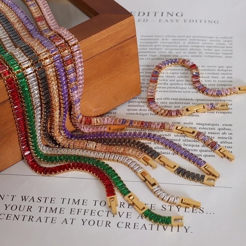 Geometric Titanium Steel Splicing Zircon Bracelets Necklace