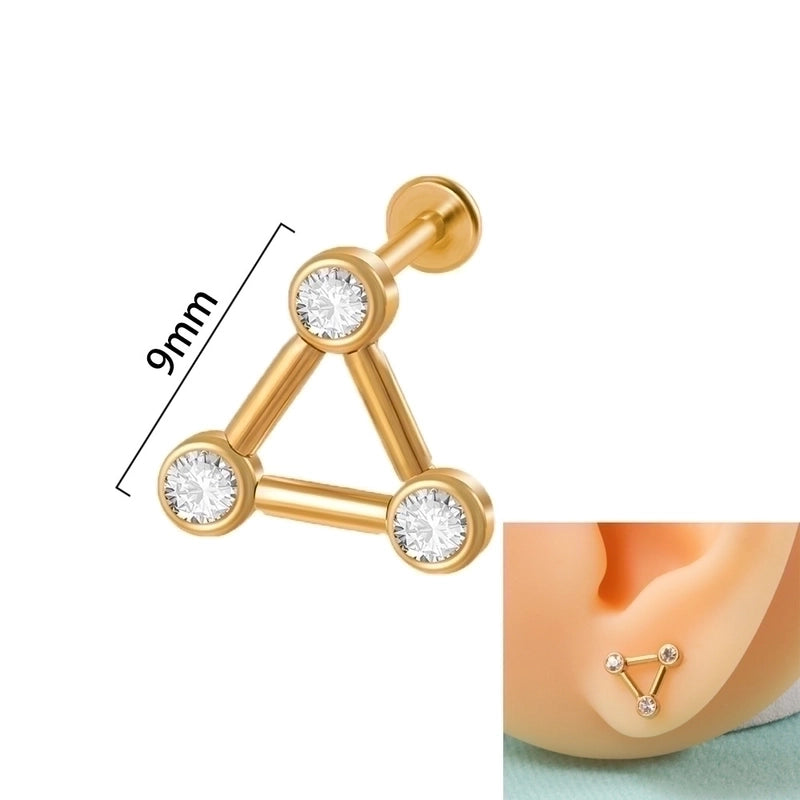 1 Piece Lip Rings Casual Elegant Minimalist Geometric 304 Stainless Steel Plating Inlay Rhinestones 18K Gold Plated