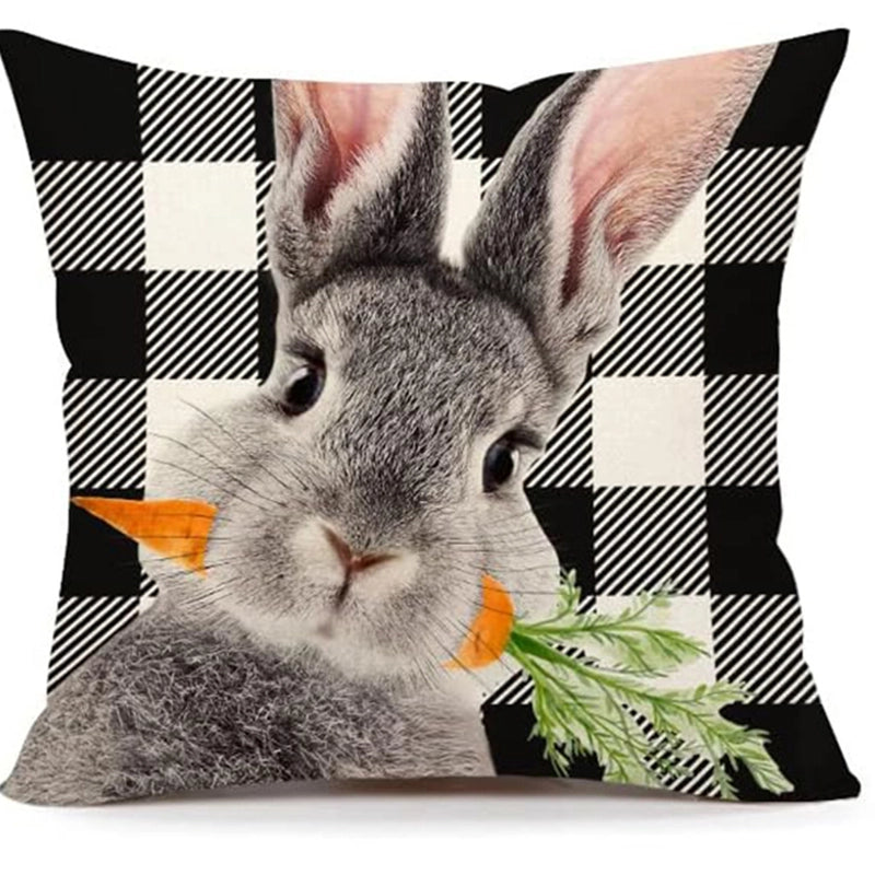 Easter Cute Classic Style Rabbit Letter Linen Pillow Cases Couch & Sofa Decor