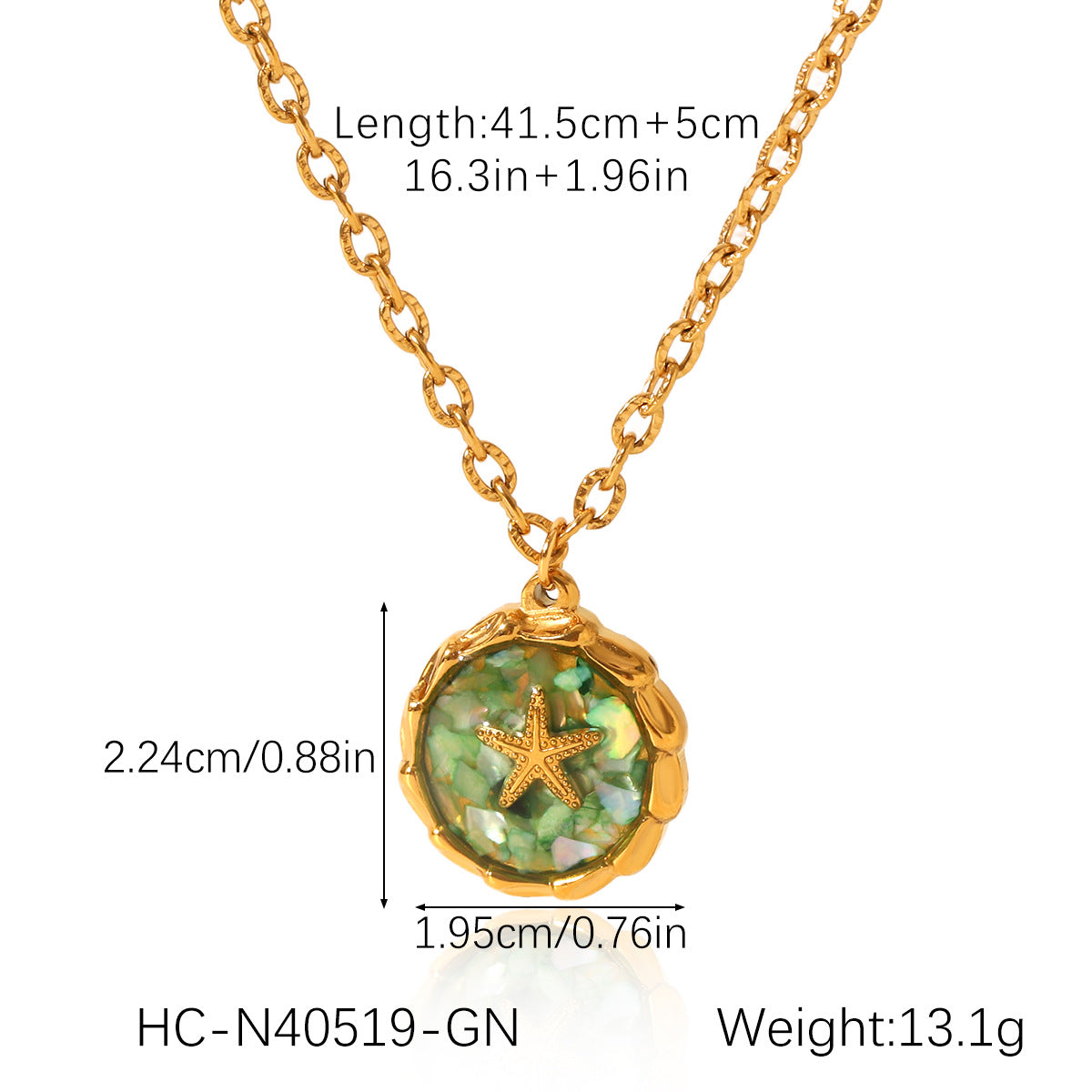 Ocean Style Starfish Shell Drop Glue Pendant Stainless Steel Necklace Clavicle Chain Titanium Steel Necklace