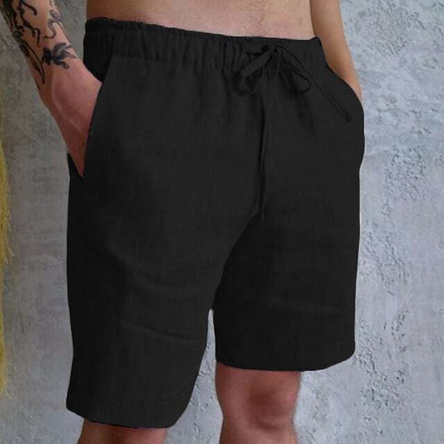 8-PACK Men's Linen Shorts Summer Shorts