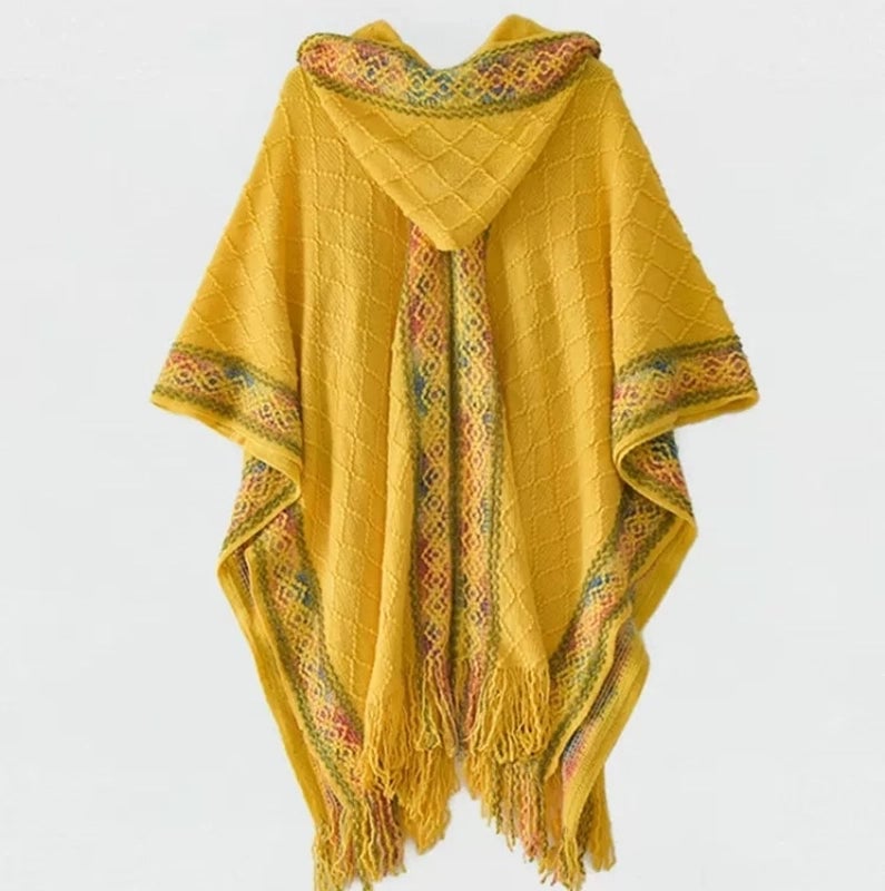 Women's Vintage Style Plaid Solid Color Imitation Cashmere Tassel Shawl