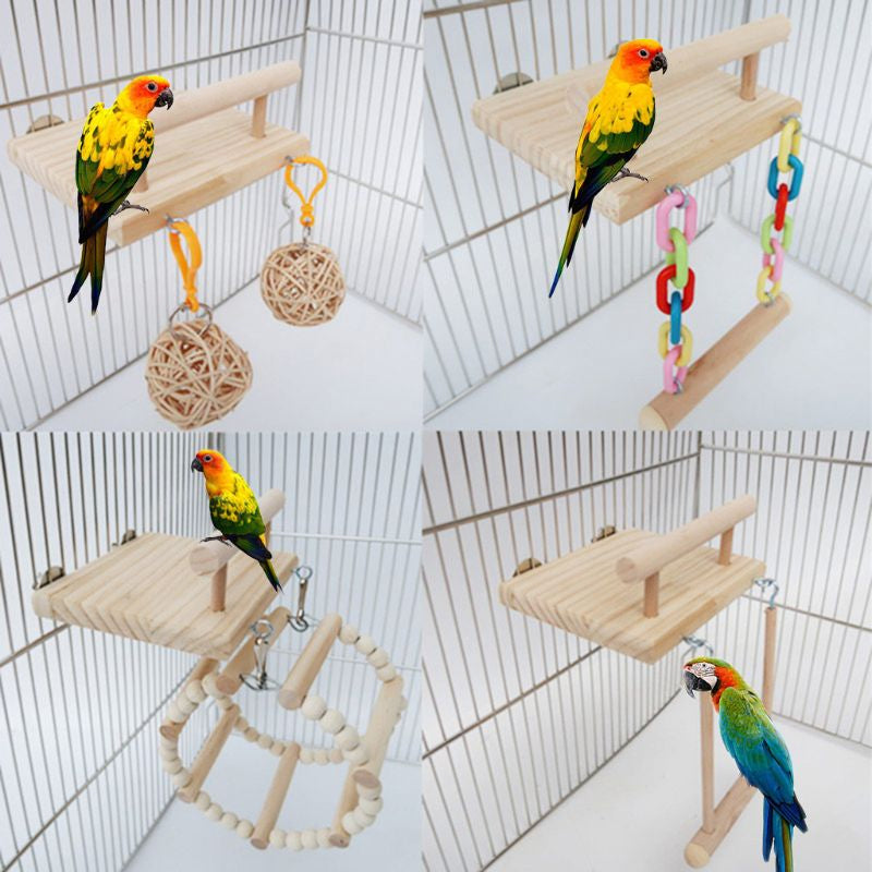 Wooden Bird Parrot Perches Cage Toy
