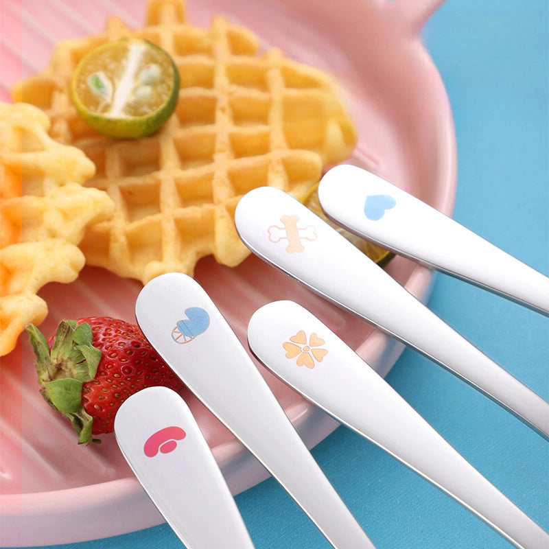 304 Stainless Steel Cartoon Spoon Food Supplement Spoon Baby Cute Spoon Baby Learning To Eat And Feed Spoon Children Spoon