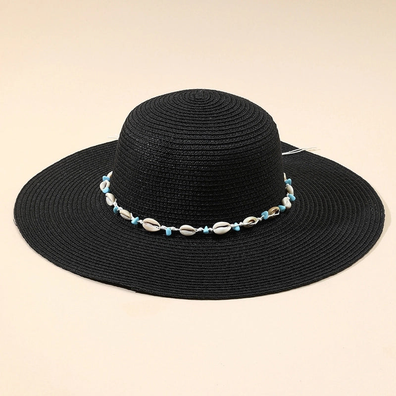 6 Pieces Women's Bohemian Solid Color Big Eaves Sun Hat