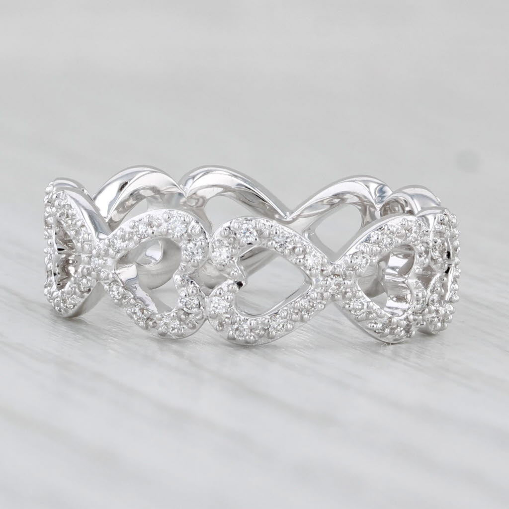 New 0.40ctw Diamond Infinity Hearts Eternity Ring 18k White Gold Size 6 Spark