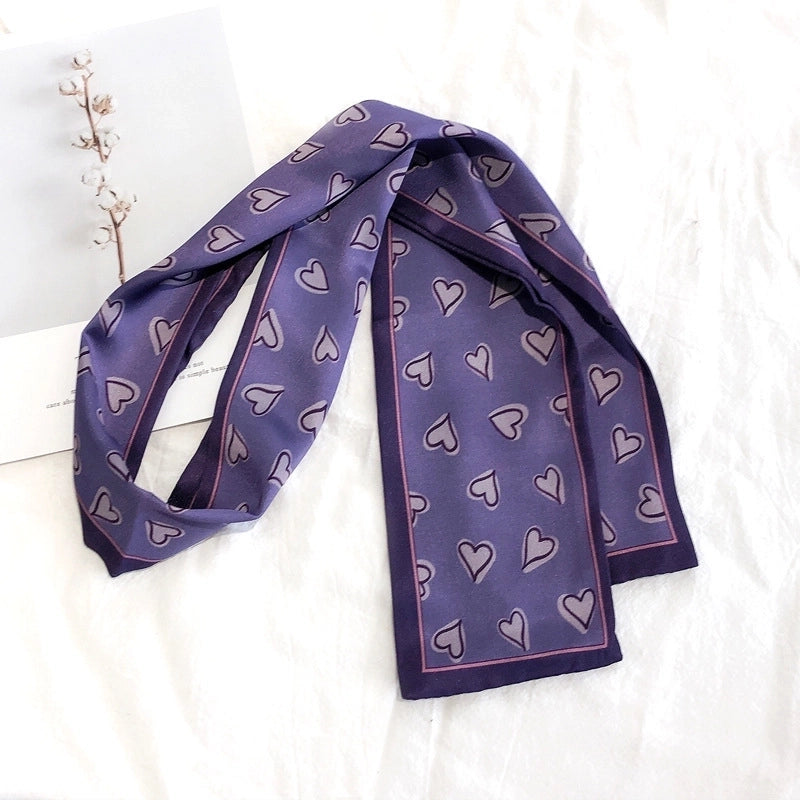Women's Elegant Sweet Heart Shape Satin Printing Silk Scarf
