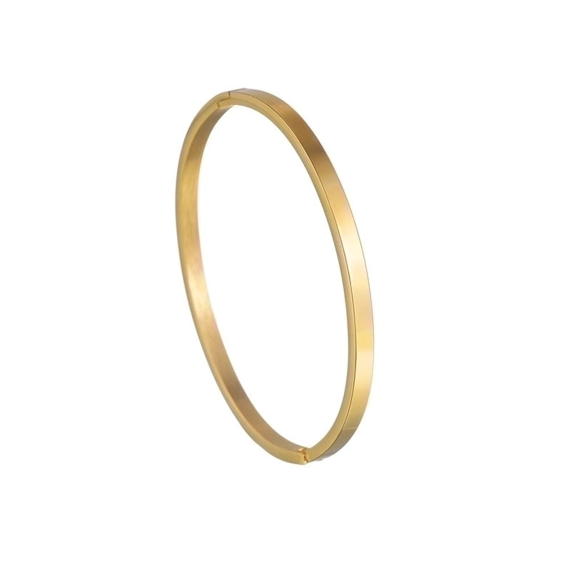 Minimalist Geometric Solid Color 304 Stainless Steel Gold Plated Bangle In Bulk