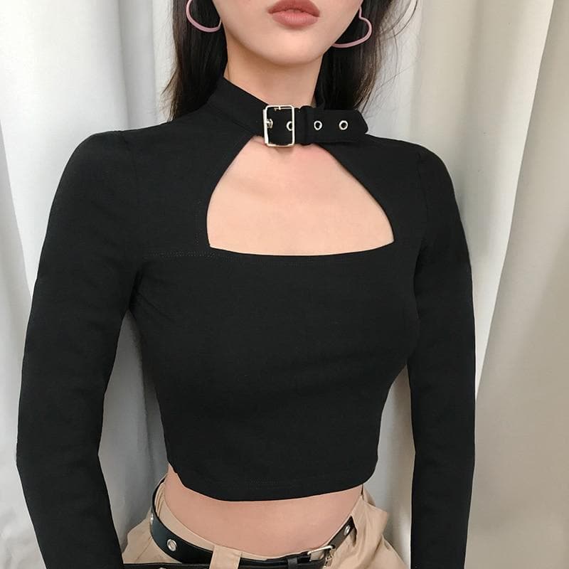 Cropped Longsleeve With Chest Cut-Out