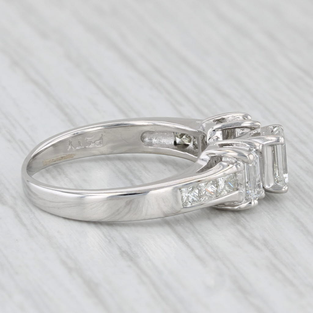 1.24ctw 3-Stone Emerald Cut Engagement Ring 14k White Gold Size 6.25