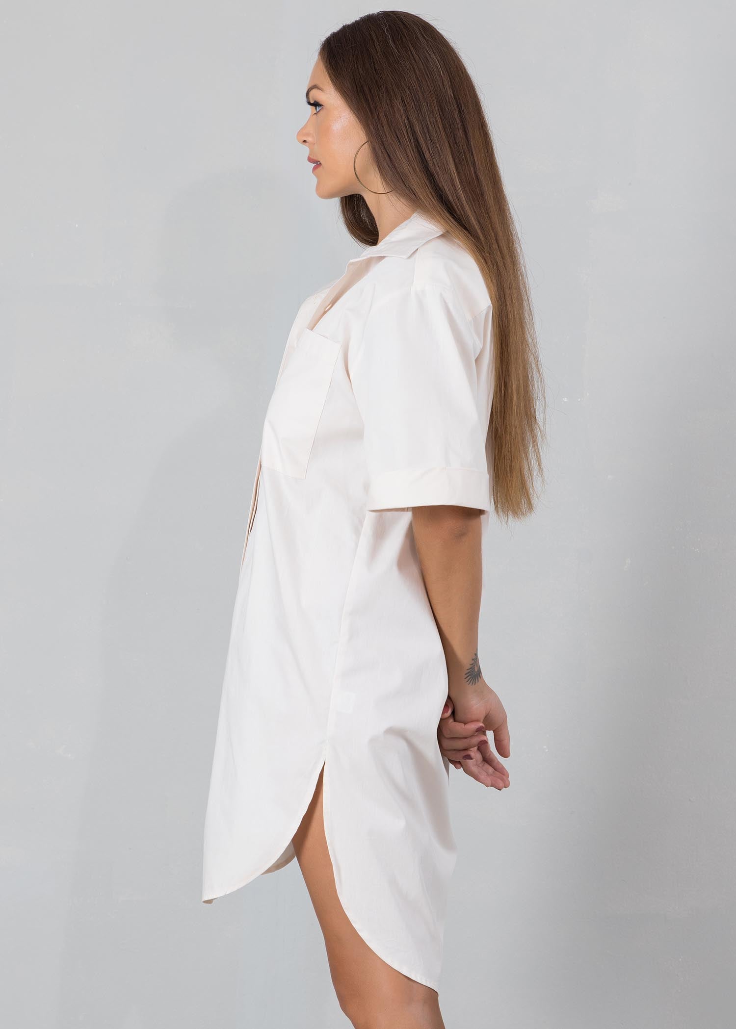 Shirt dress with large pockets