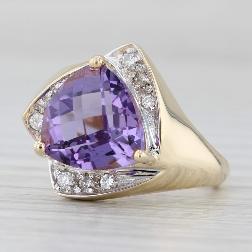 3.65ctw Amethyst Diamond Ring 14k Yellow Gold Size 6.25 Cocktail