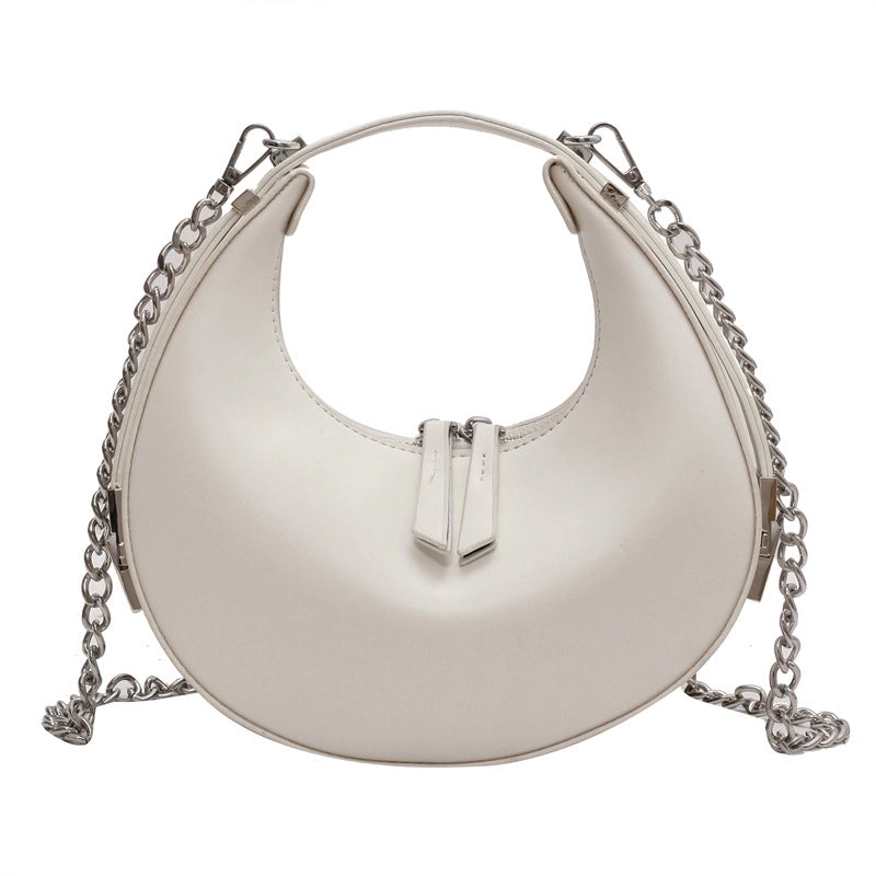 Women's Small Pu Leather Solid Color Basic Dumpling Shape Zipper Shoulder Bag