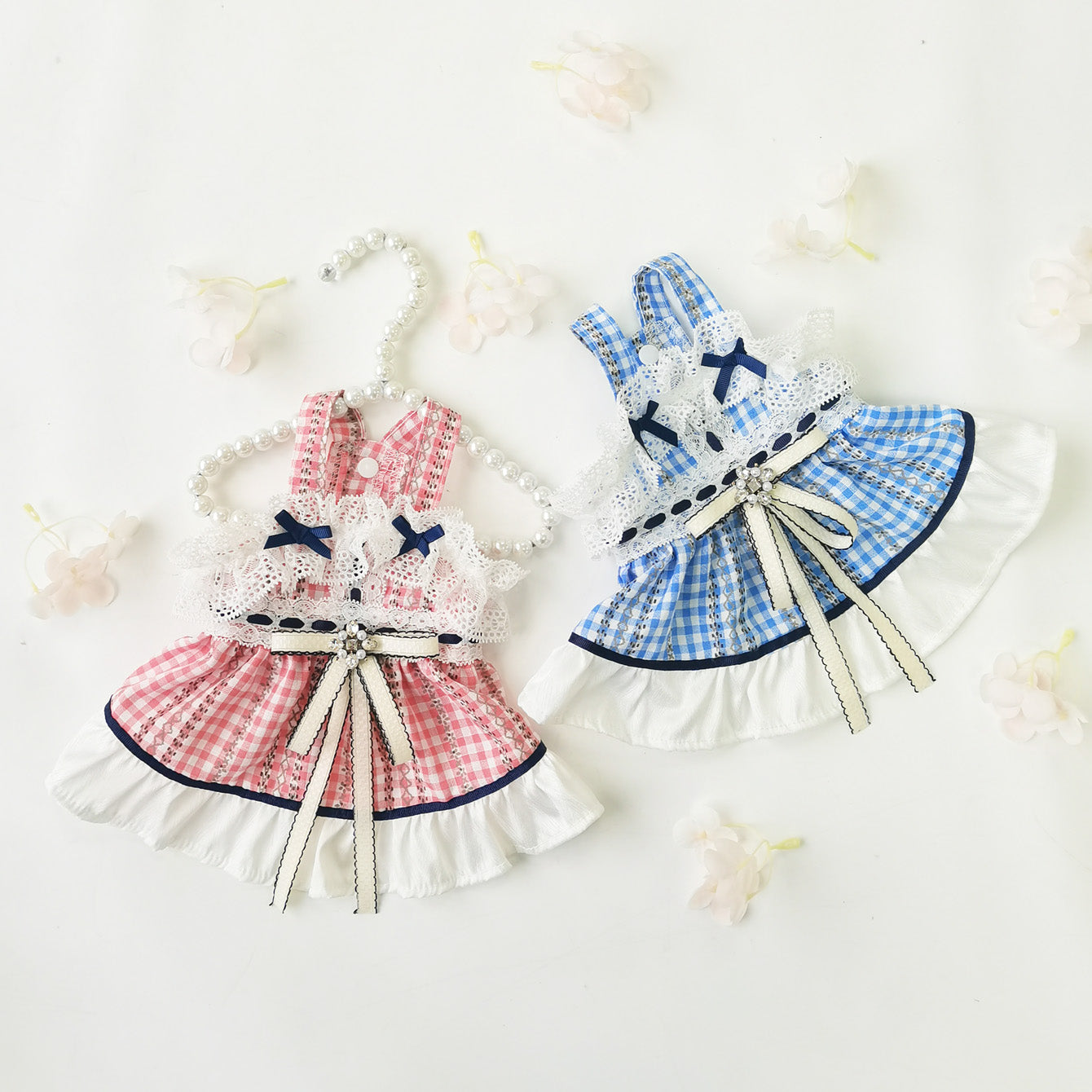 Sweet Plaid Lace Design Dog Cat Dress
