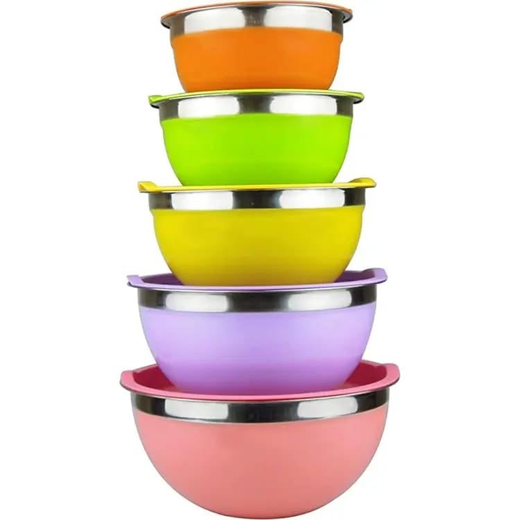 Mixing Bowl with Lid Set of 5 Stainless Steel Nesting Salad Bowl Set