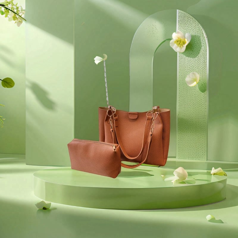 Women's Two-Piece Simple Fashionable Summer New Fashionable Commuter Large Capacity Casual Shoulder Tote Bag
