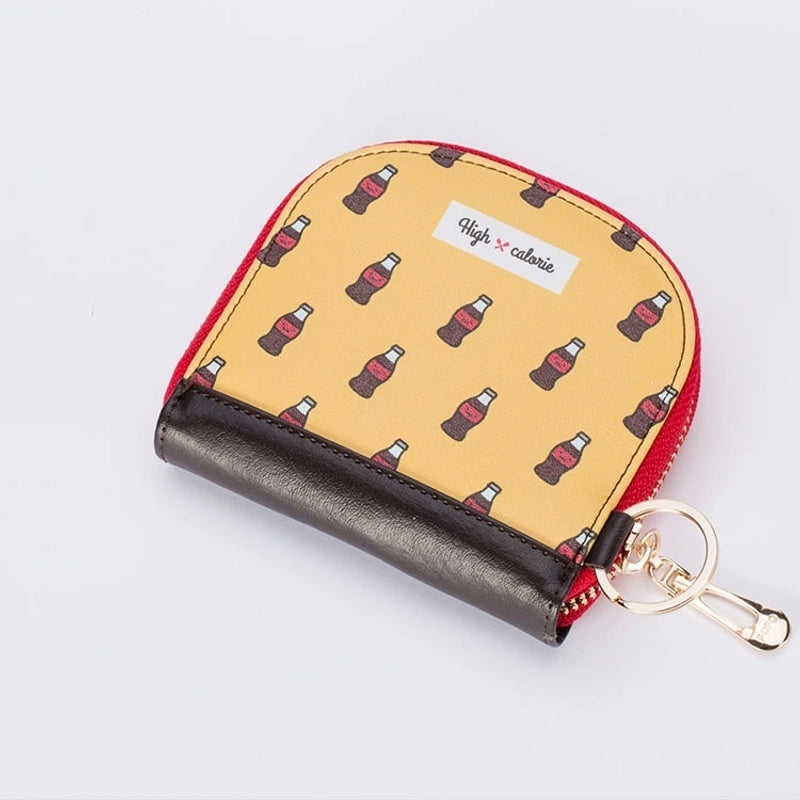 3 Pieces New Printed Zipper Leather Girls Small Wallet Portable Cartoon Cute Student Card Holder Coin Purse