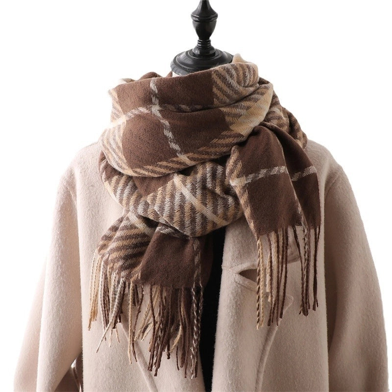 Unisex Basic Classic Style Lattice Polyester Scarf